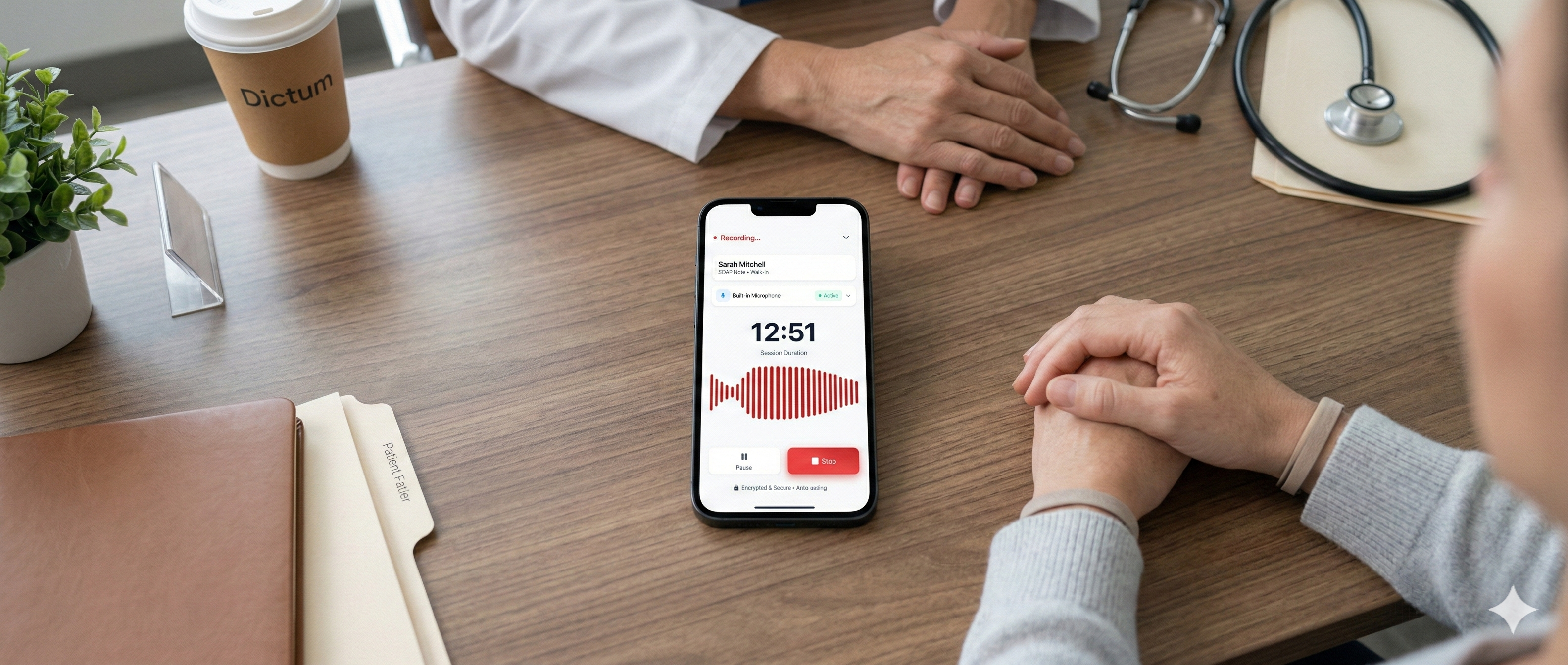 Live visit recording with Dictum app on phone