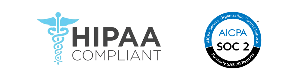 HIPAA and SOC 2 Type I and Type II certification badges