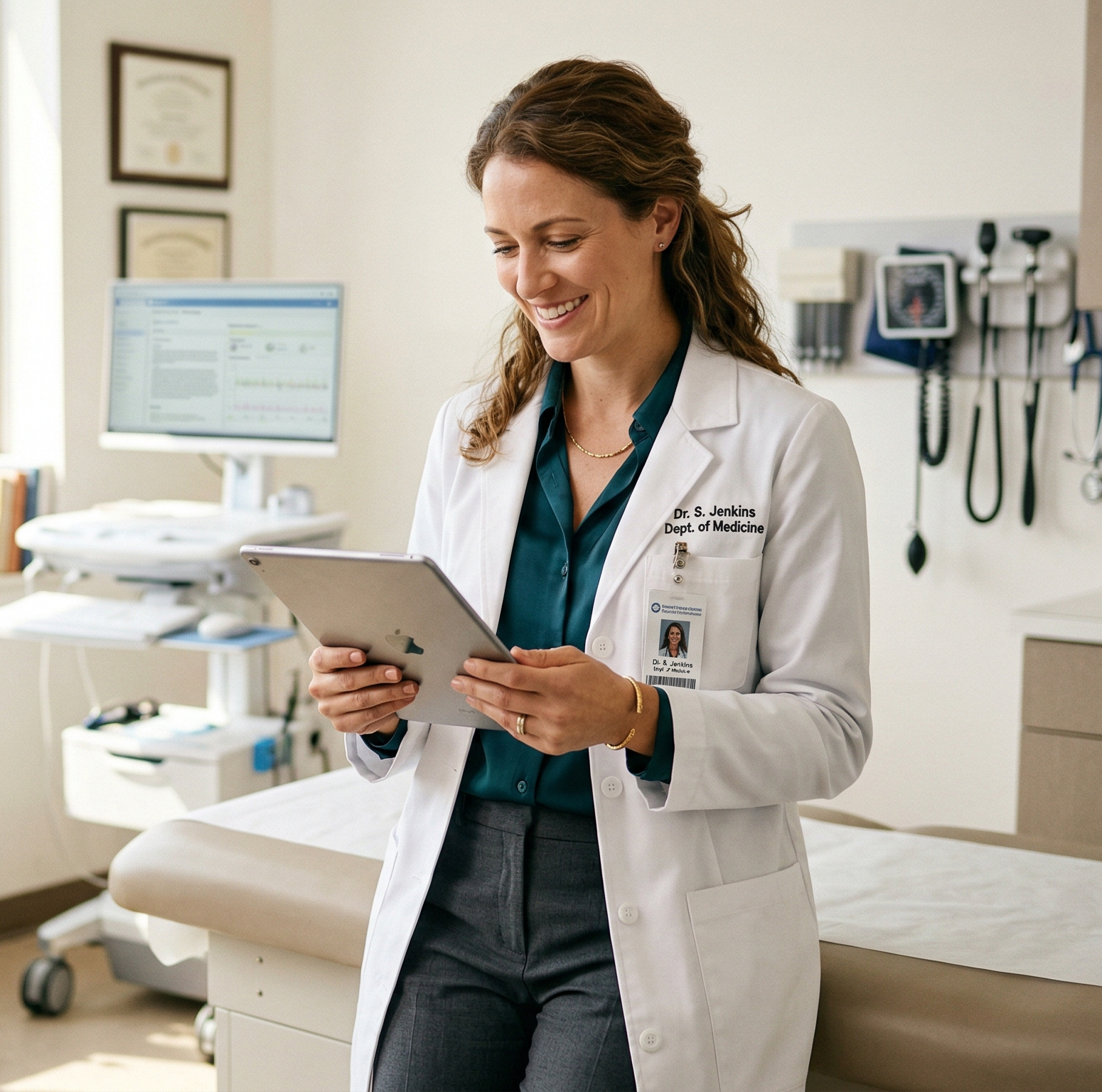 Clinician reviewing structured medical notes on a tablet